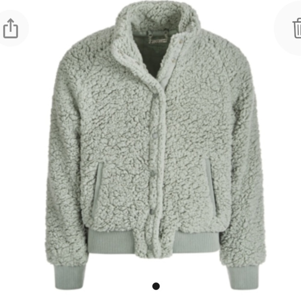 NEW Jou Jou Girls Sherpa Button Snap Front Jacket, Size Youth Small, Green